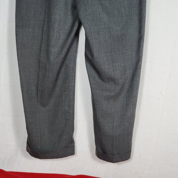 Haggar Quality Grey Pleated and Cuffed Poly Wool Dress Pants WPL386 Size 42x30 - Picture 11 of 16